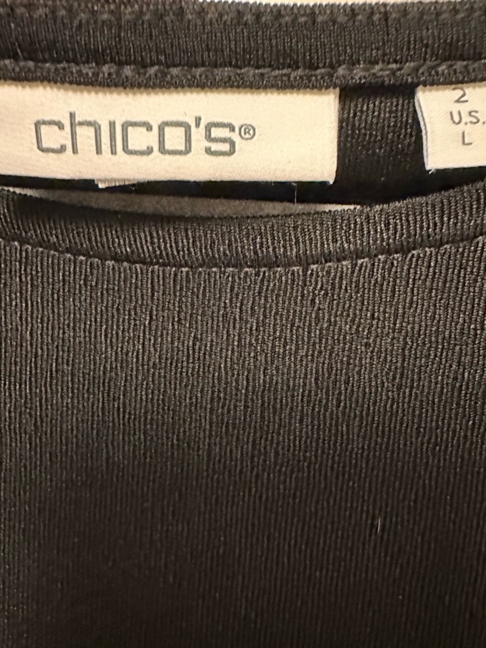 Chico's Black Heavy Crepe Jersey Knit Sheath Dress 3/4 Sleeve Size 2 L - Picture 4 of 5